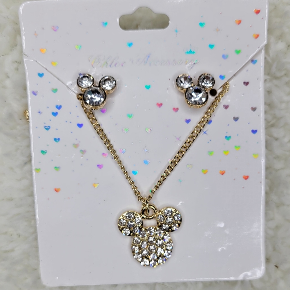 Mickey Mouse Disney  Rhinestone Necklace Accessories Jewelry